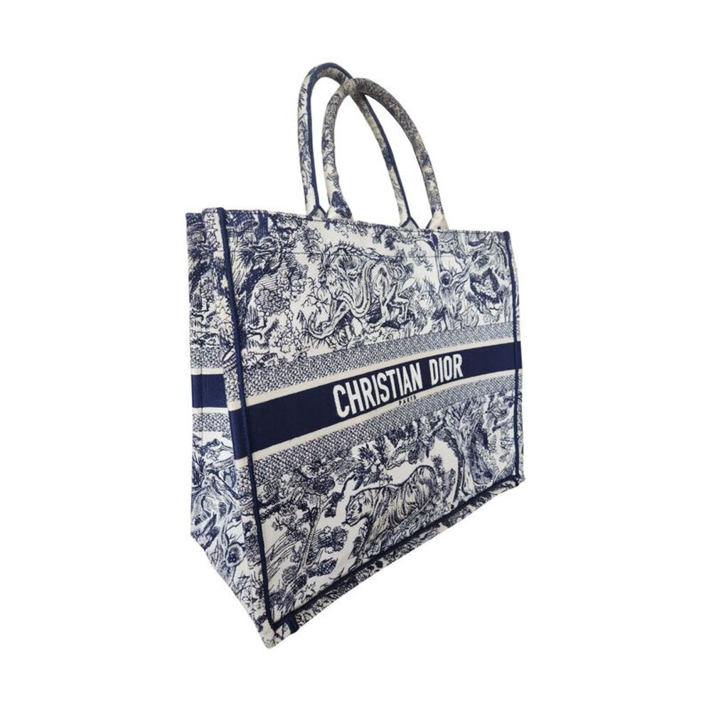 Dior Book Small Tote Bag in Navy Blue Canvas - Picture 3 of 10